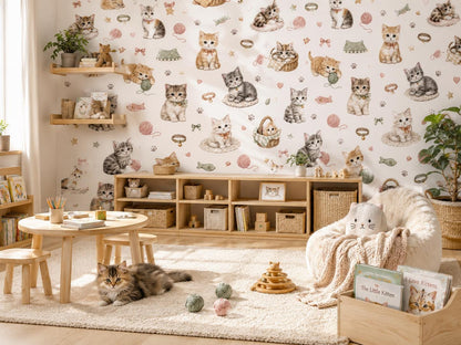 Kitten Wallpaper: Cozy Cat Nursery Wall Mural