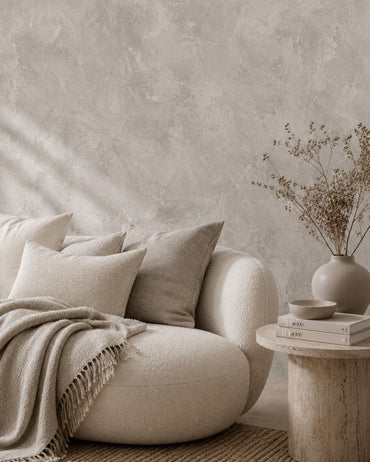 Fog Grey Plaster Wallpaper: Soft Modern Texture Wall Mural