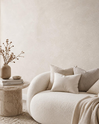 Pearl White Stucco Wallpaper: Soft Neutral Textured Wall Mural