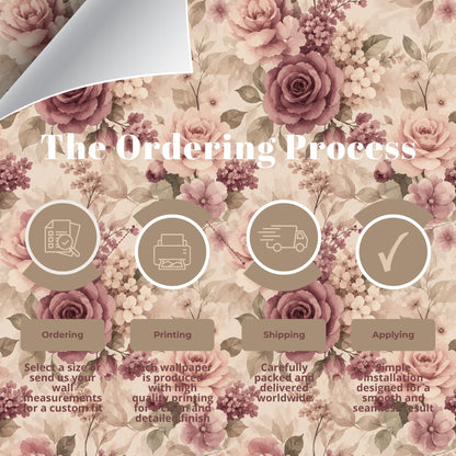 Mauve Rose Floral Wallpaper: Romantic Botanical Wall Mural