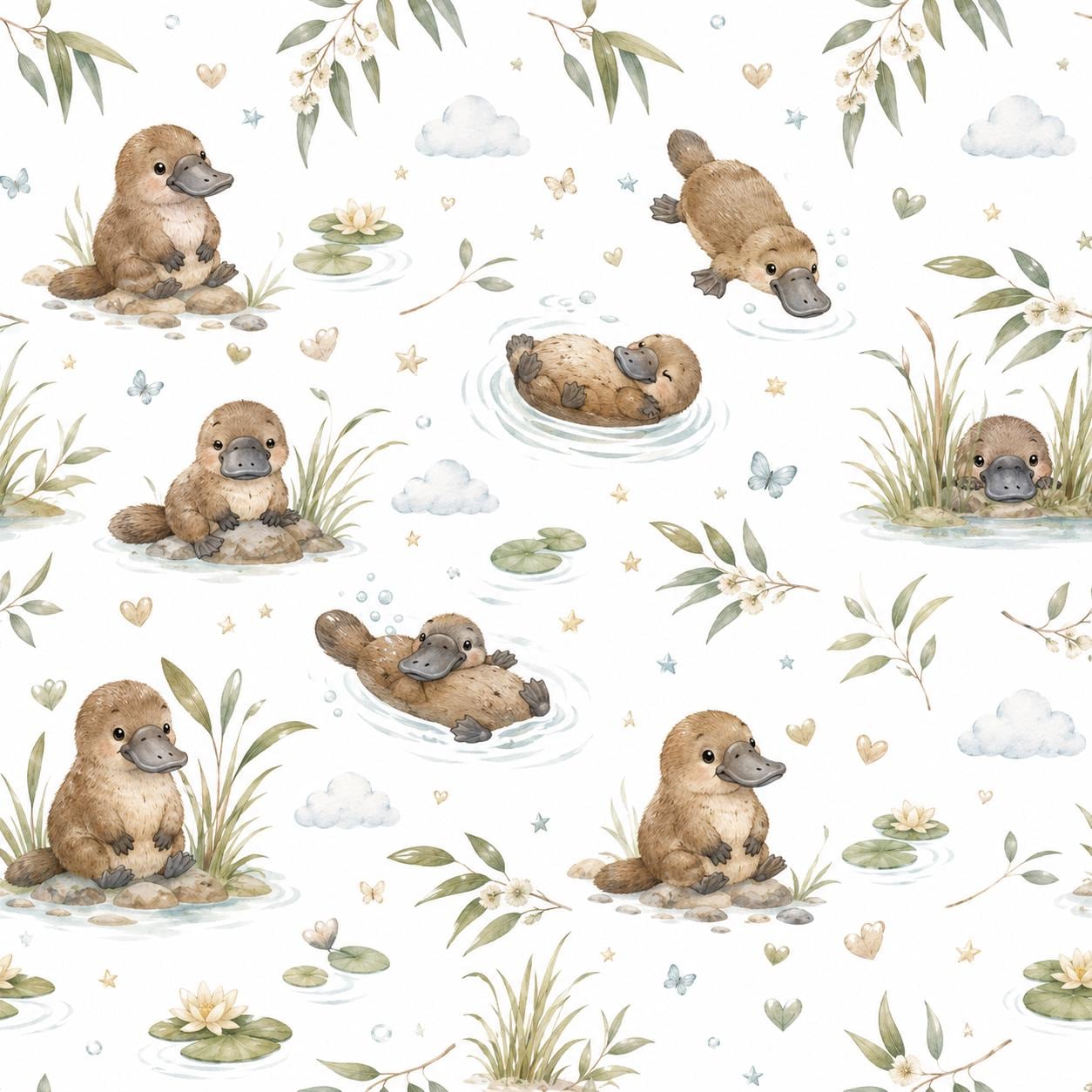 Platypus River Wallpaper: Australian Animal Nursery Mural
