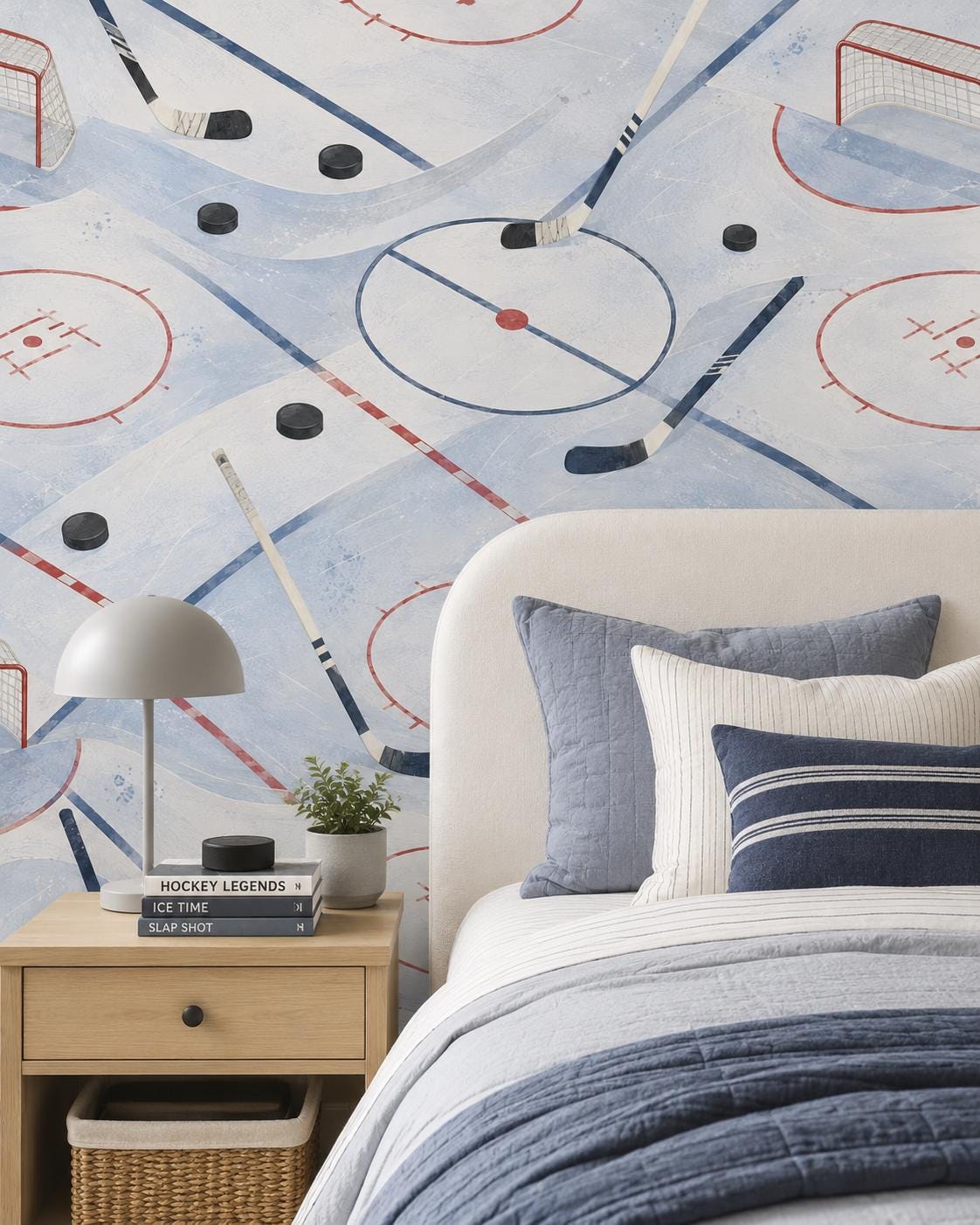 Kids Hockey Wallpaper: Ice Rink Wall Mural for Boys Room