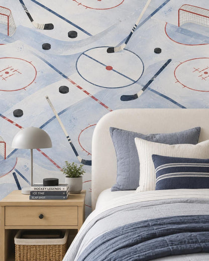 Kids Hockey Wallpaper: Ice Rink Wall Mural for Boys Room
