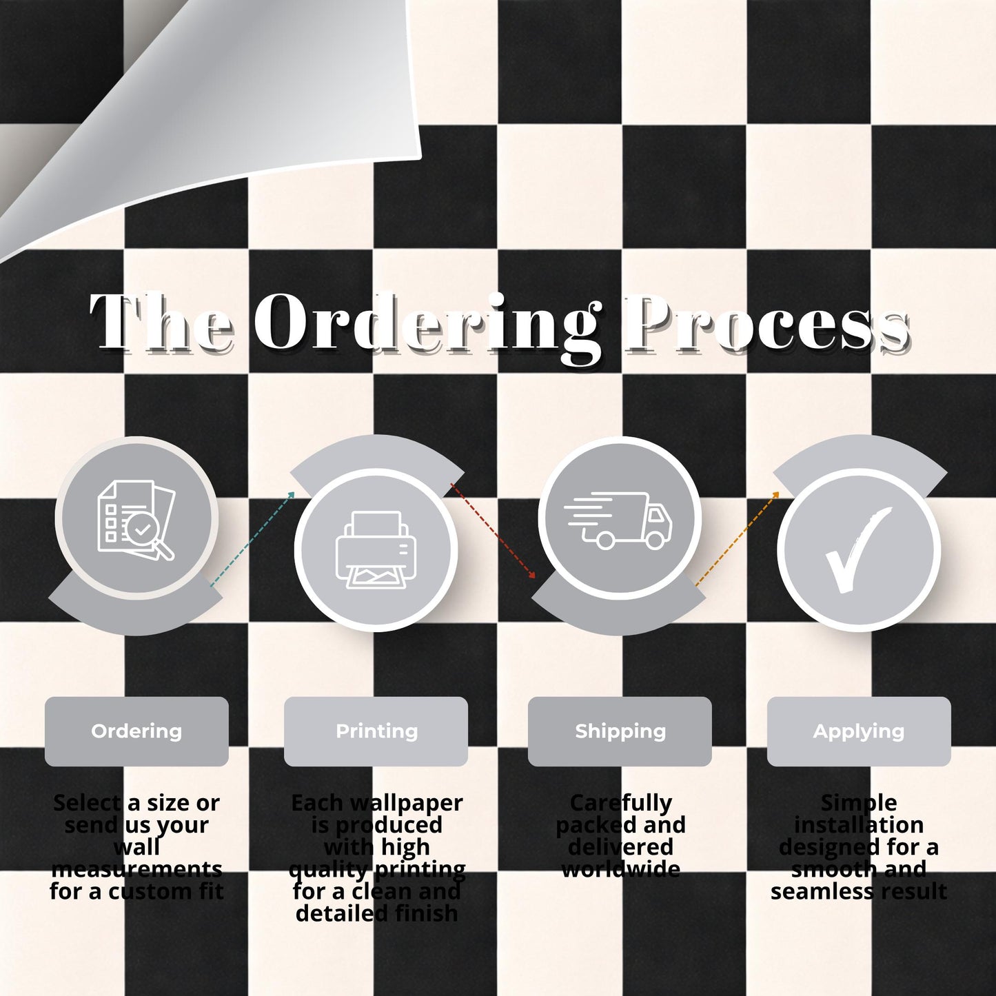 Black Checkerboard Wallpaper: Bold Geometric Tile Wall Mural