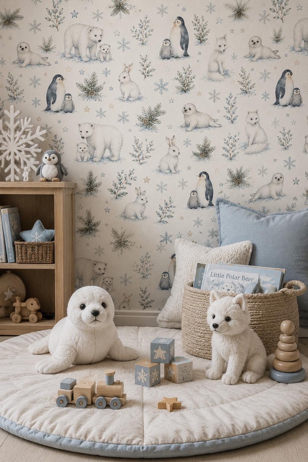 Snow Animal Wallpaper: Arctic Nursery Wall Mural