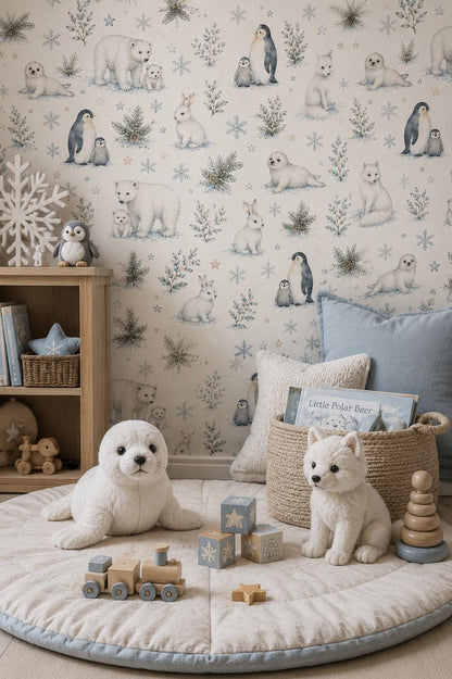 Snow Animal Wallpaper: Arctic Nursery Wall Mural