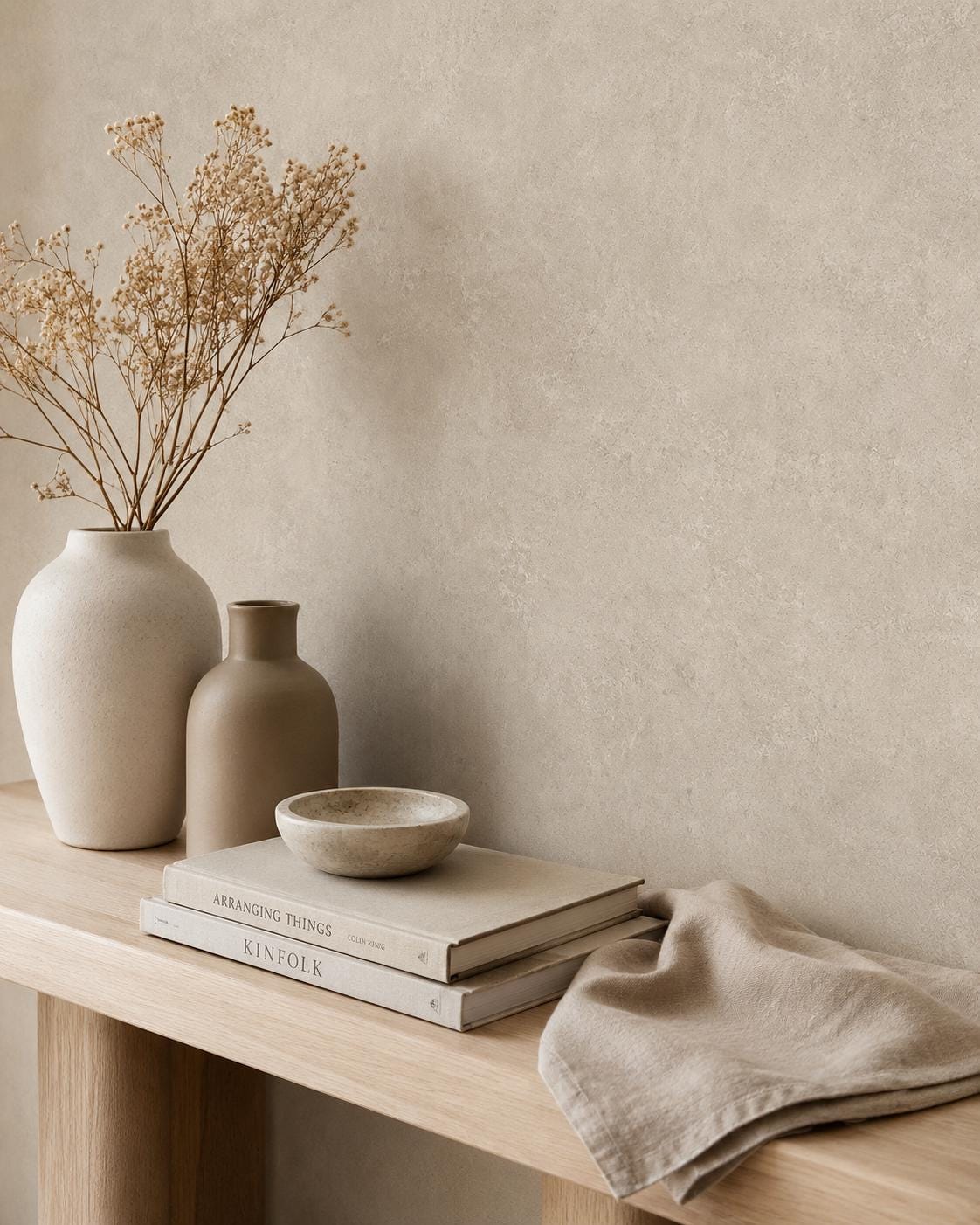 Sandy Beige Concrete Wallpaper: Warm Modern Texture Wall Mural