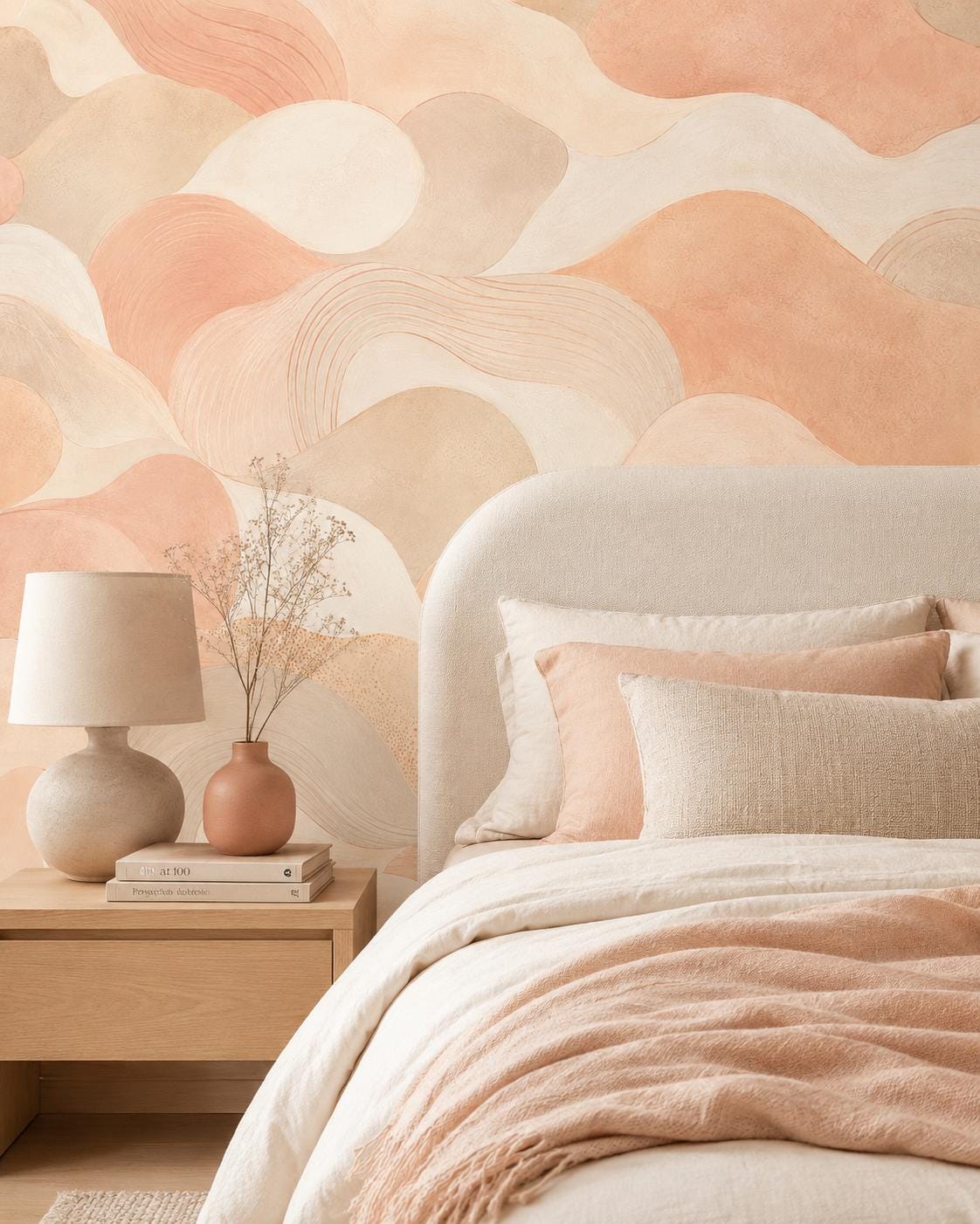 Soft Peach Abstract Wallpaper: Warm Blush Wall Mural