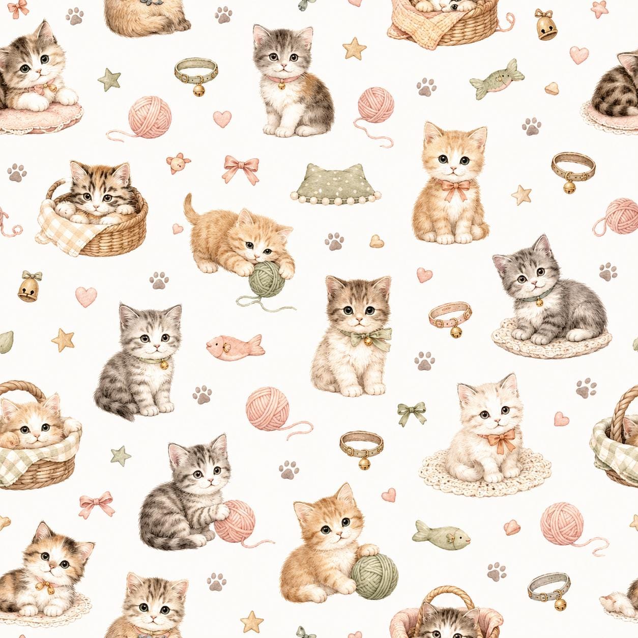 Kitten Wallpaper: Cozy Cat Nursery Wall Mural