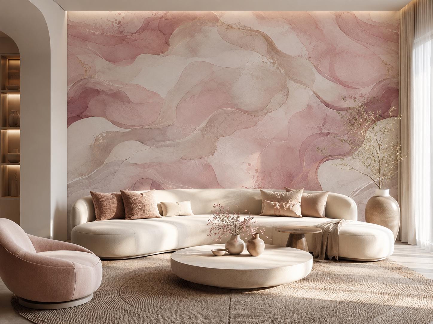 Mauve Rose Floral Wallpaper: Romantic Botanical Wall Mural
