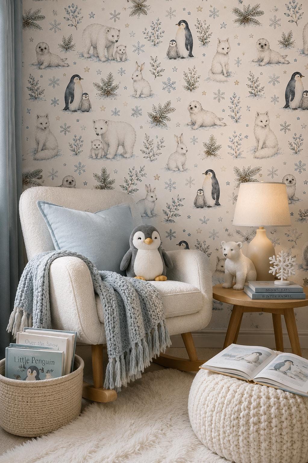 Snow Animal Wallpaper: Arctic Nursery Wall Mural