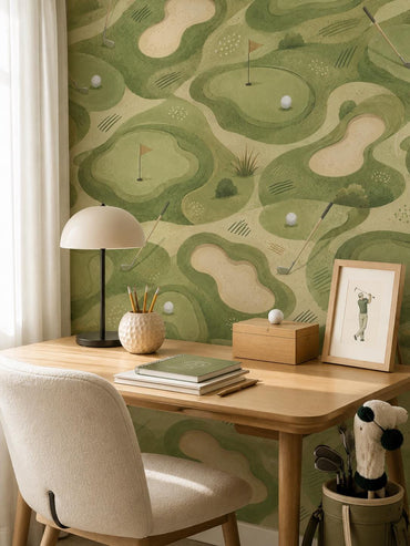 Kids Golf Wallpaper: Green Course Wall Mural for Boys Room