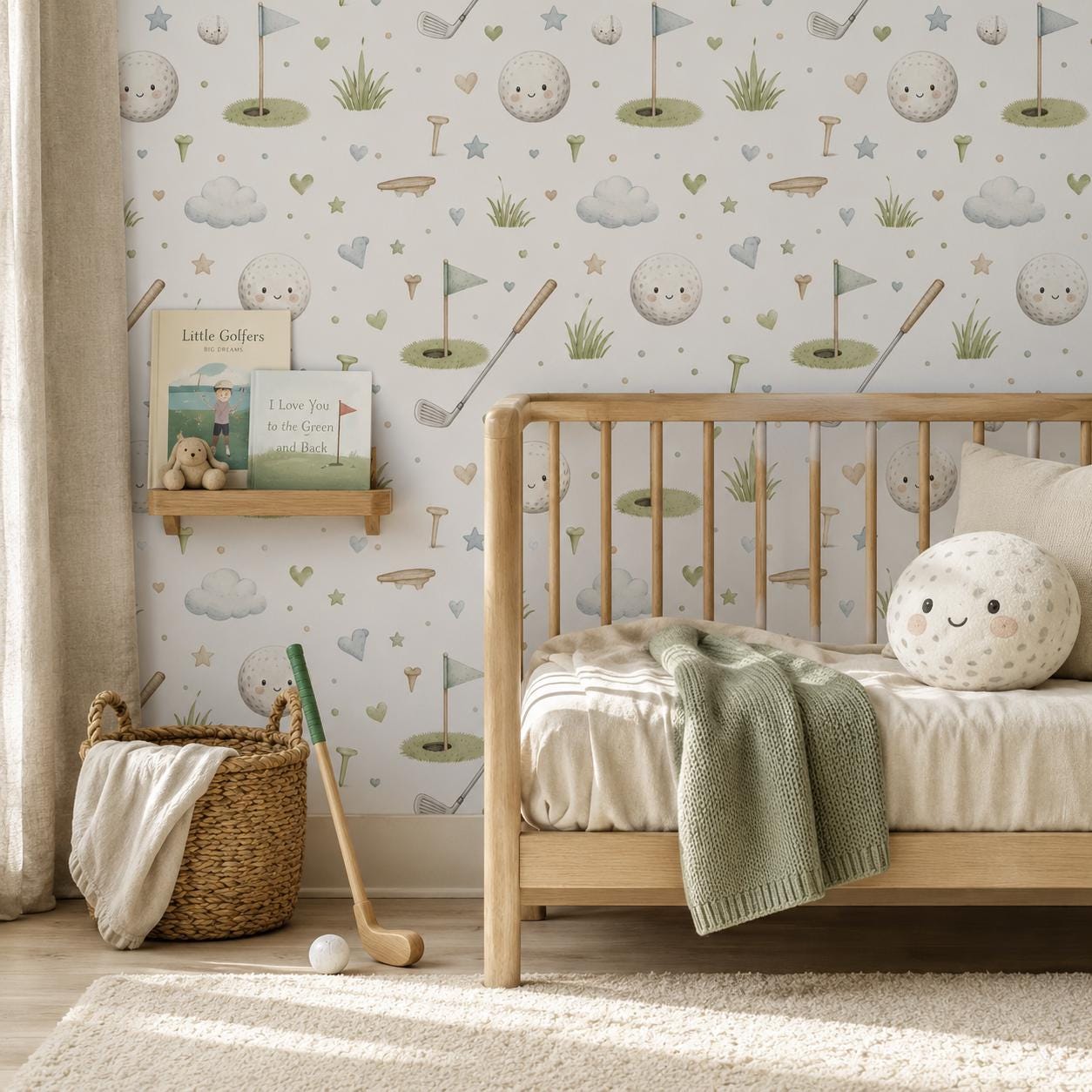 Golf Club Wallpaper: Green Sports Nursery Wall Mural