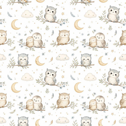 Owl Moon Wallpaper: Celestial Nursery Mural