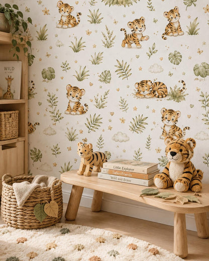 Tiger Cub Wallpaper: Safari Animal Nursery Peel and Stick Mural