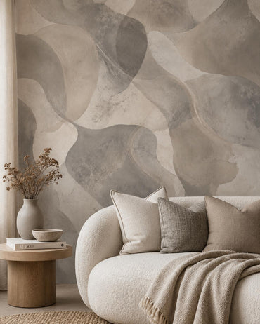 Smoky Grey Abstract Wallpaper: Soft Stone Wall Mural