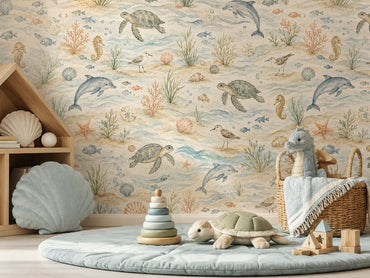 Seaside Animal Wallpaper: Coastal Nursery Wall Mural