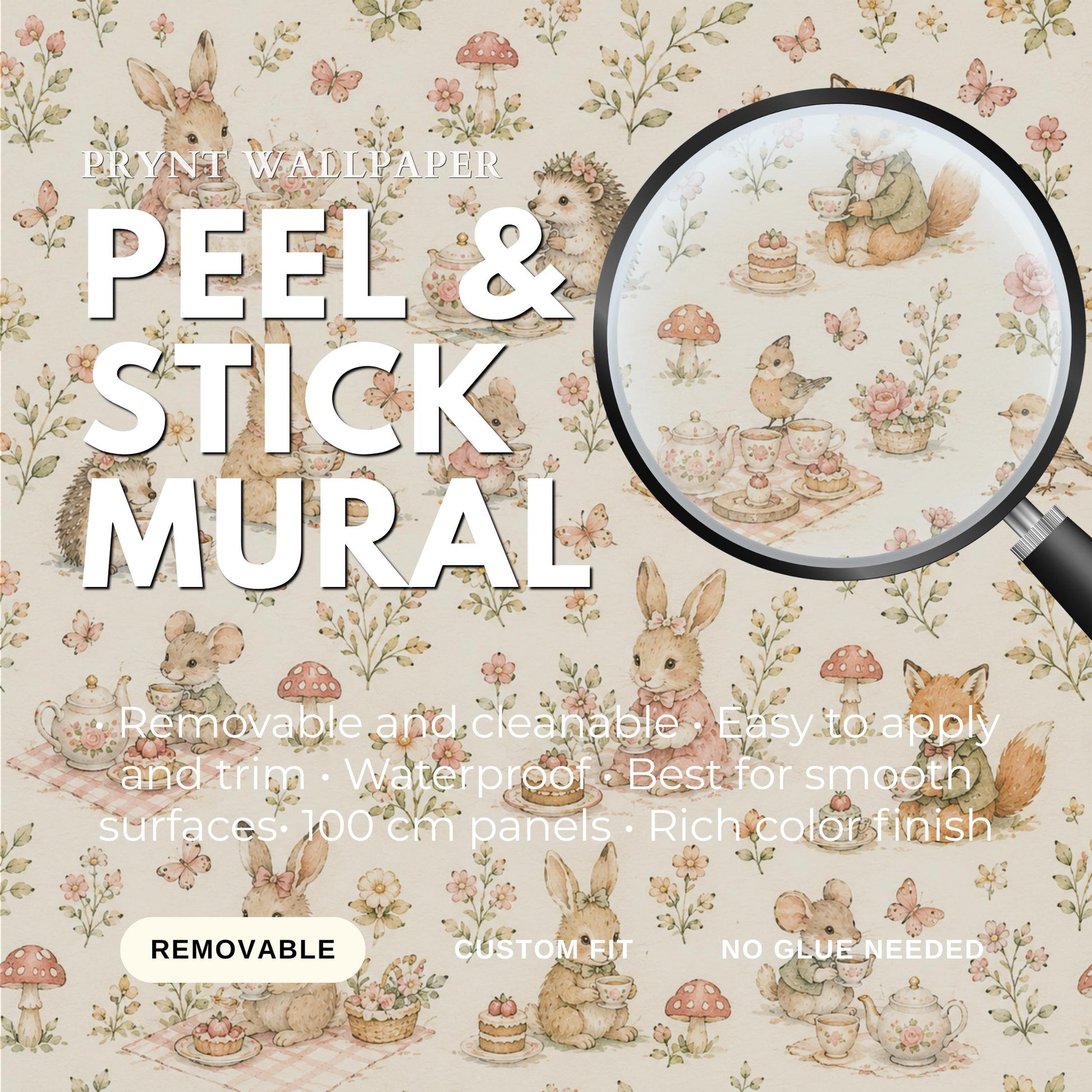 Garden Tea Party Animal Wallpaper: Whimsical Nursery Wall Mural