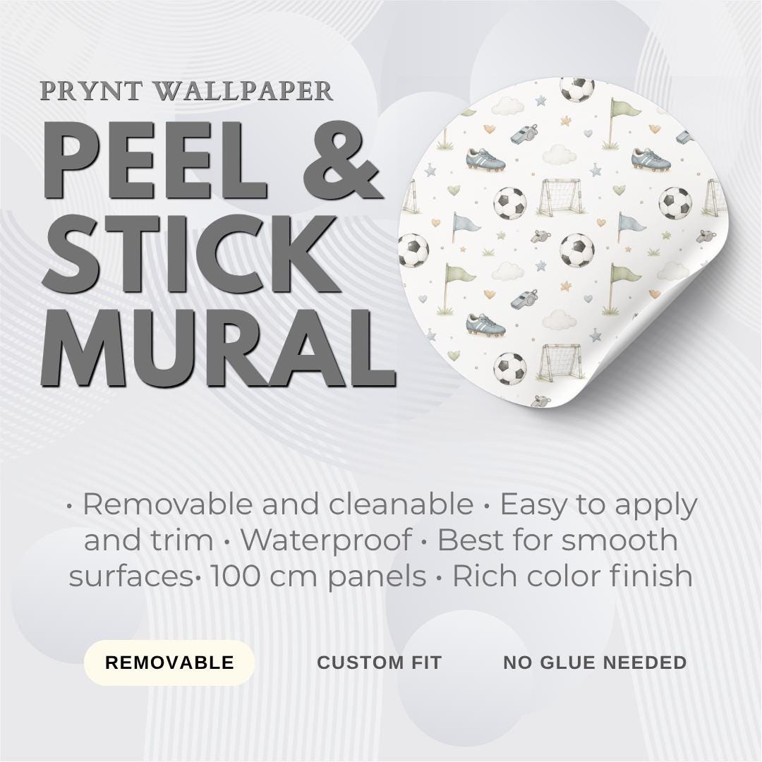 Custom Soccer Ball Nursery Wallpaper: Sports Theme Peel and Stick Mural