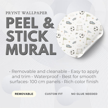 Custom Soccer Ball Nursery Wallpaper: Sports Theme Peel and Stick Mural